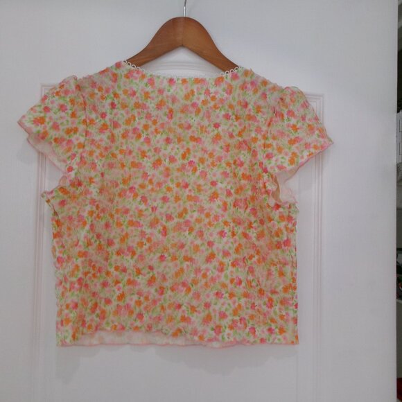 New For Love and Lemons 2 Piece Lounge Set Crop Top Thong Panties Floral M - Picture 5 of 12